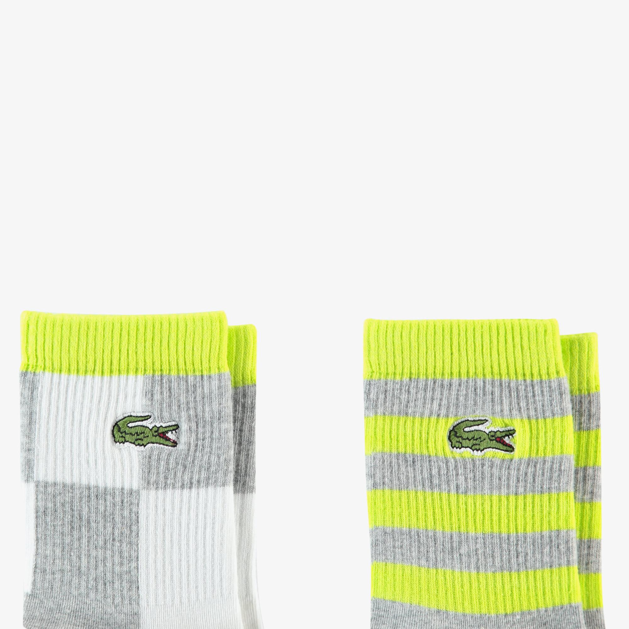 Lacoste Unisex Renk Bloklu Gri Çorap. 3