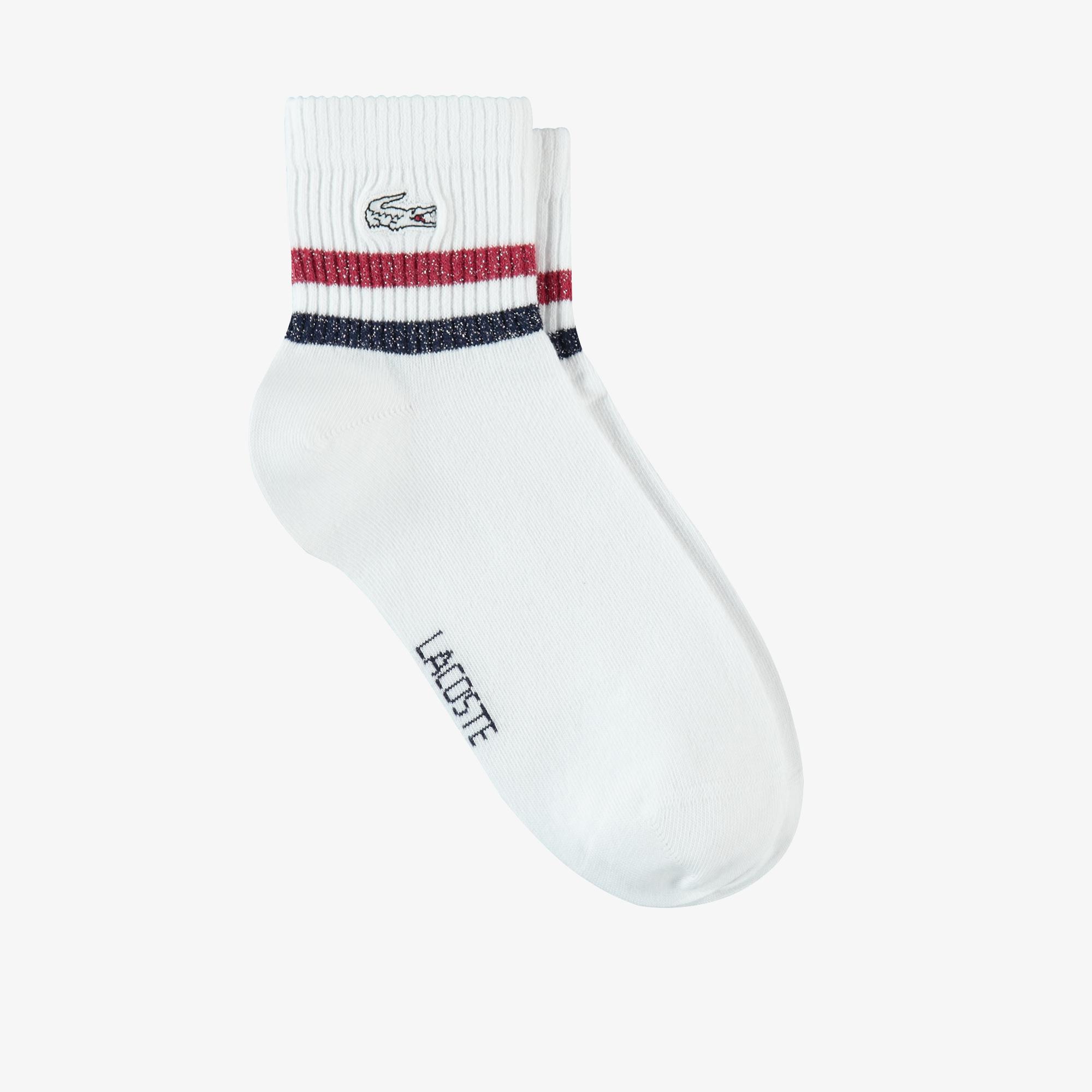 Lacoste Unisex Çizgili Beyaz Çorap. 2
