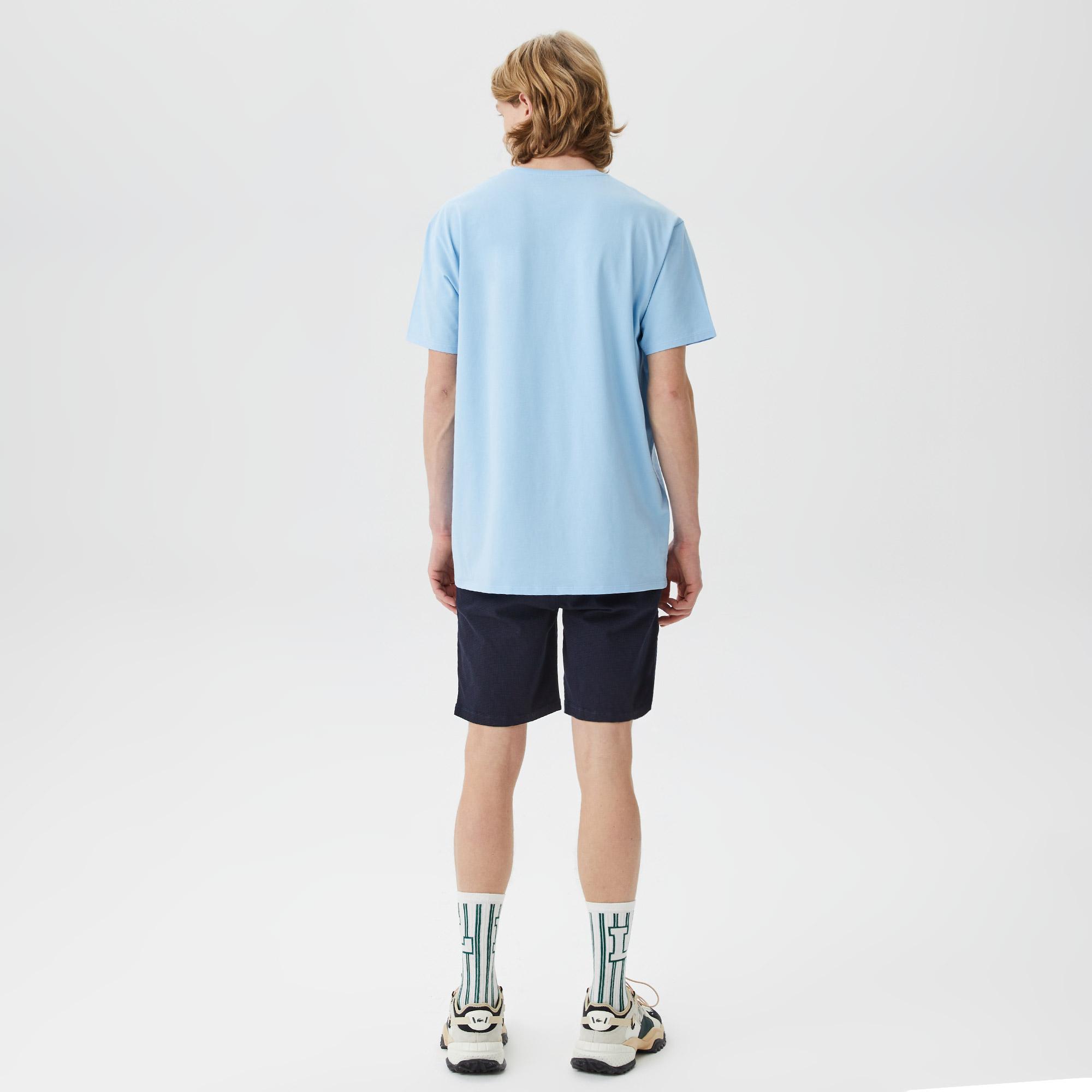 Lacoste Erkek Slim Fit V Yaka Açık Mavi T-Shirt. 3
