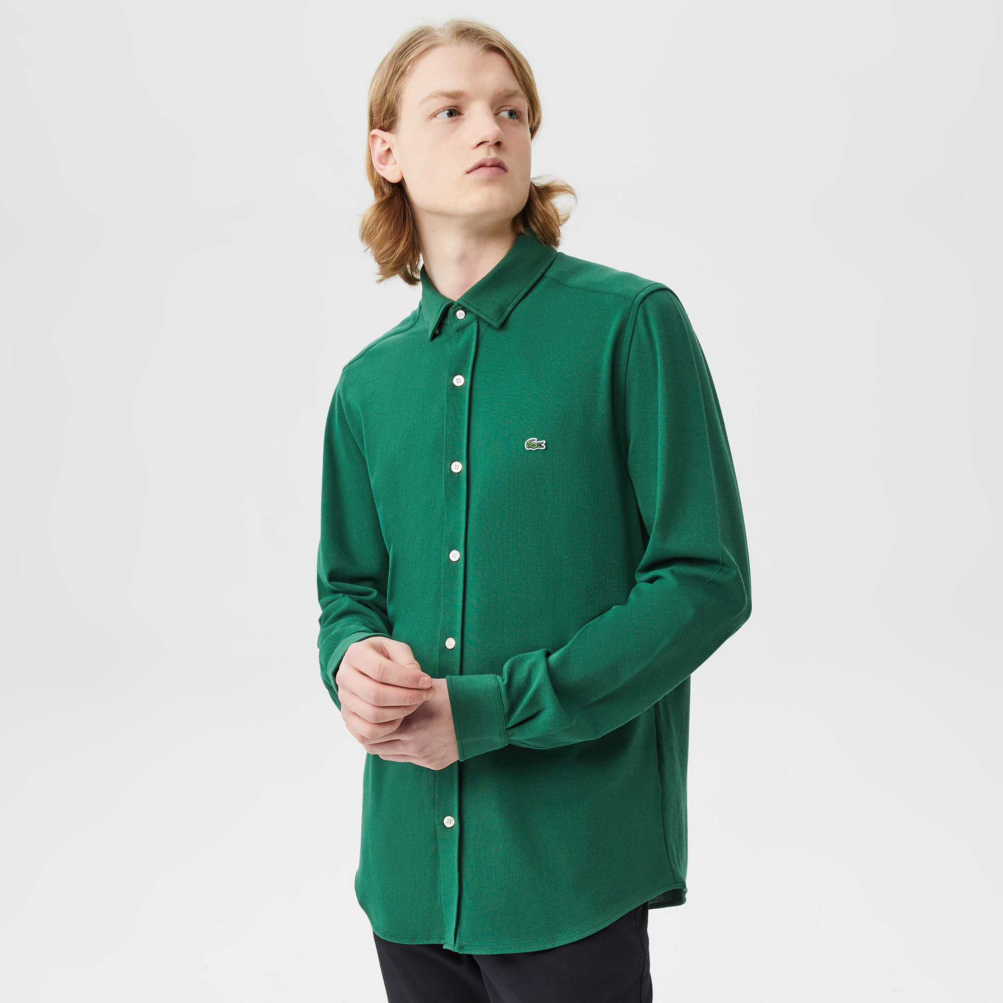 Lacoste Erkek Slim Fit Yeşil Gömlek. 1