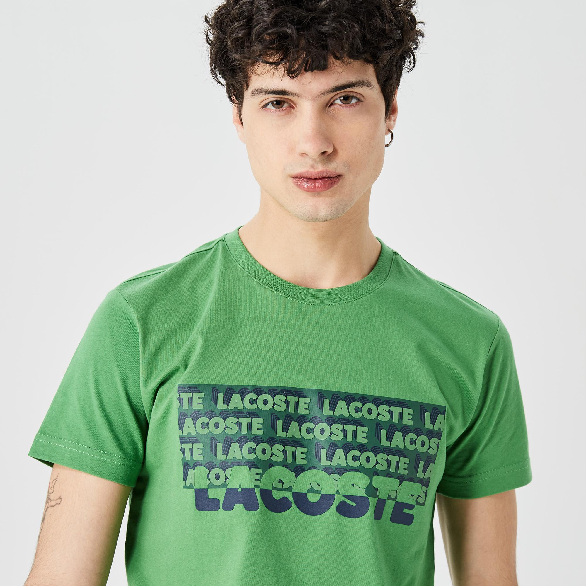 Lacoste Erkek Slim Fit Bisiklet Yaka Baskılı Yeşil T-Shirt. 5