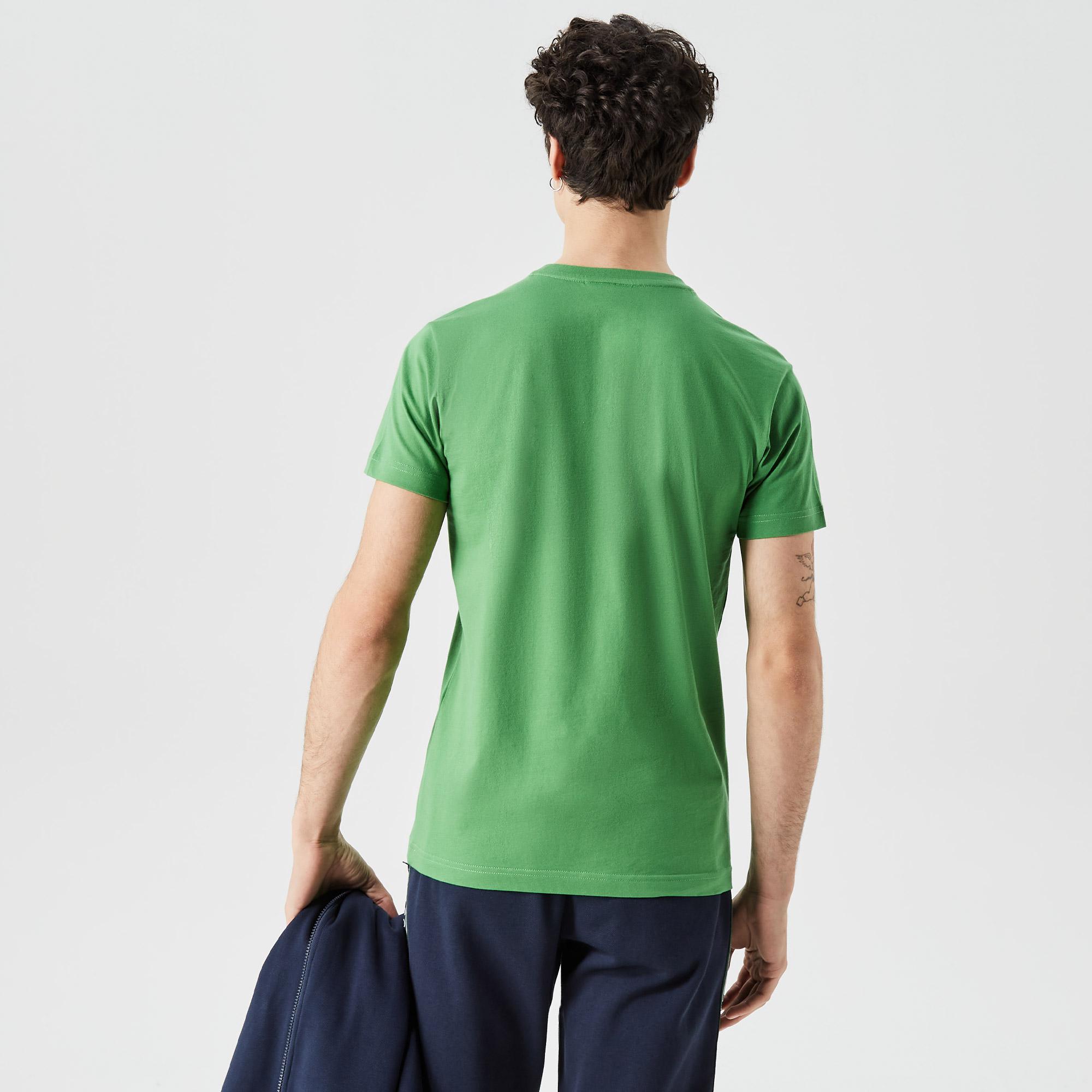 Lacoste Erkek Slim Fit Bisiklet Yaka Baskılı Yeşil T-Shirt. 3
