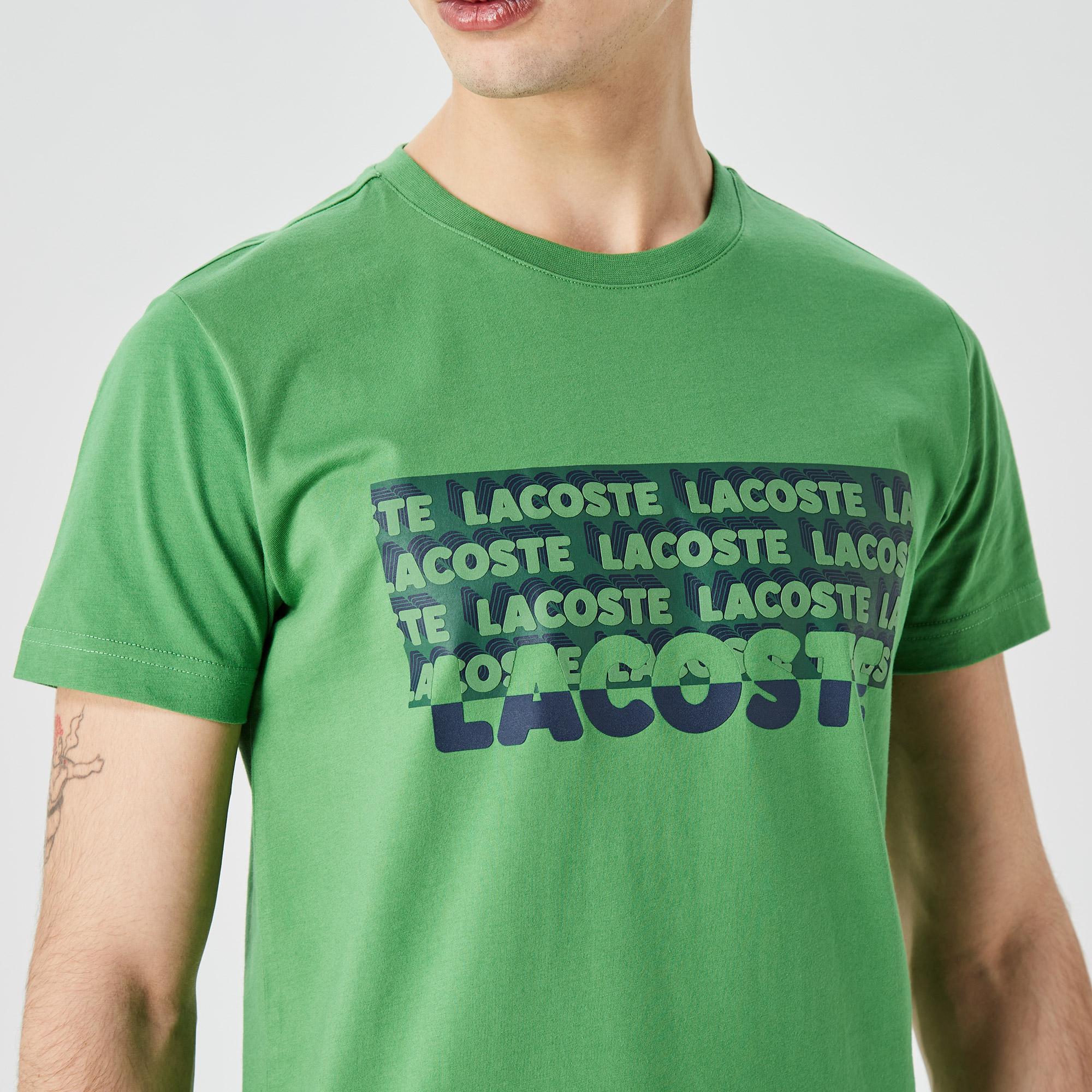 Lacoste Erkek Slim Fit Bisiklet Yaka Baskılı Yeşil T-Shirt. 6