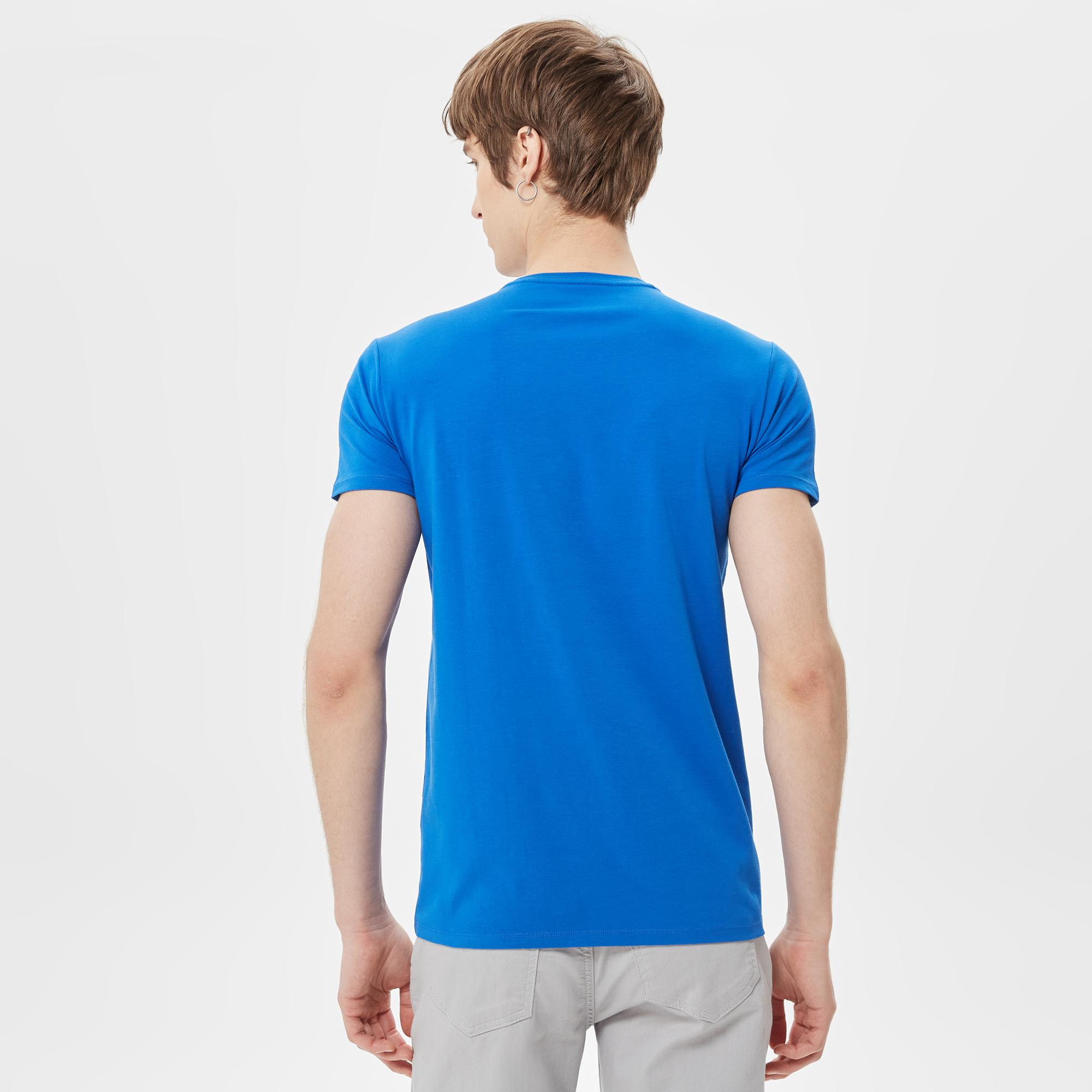 Lacoste Erkek Slim Fit Bisiklet Yaka Mavi T-Shirt. 3