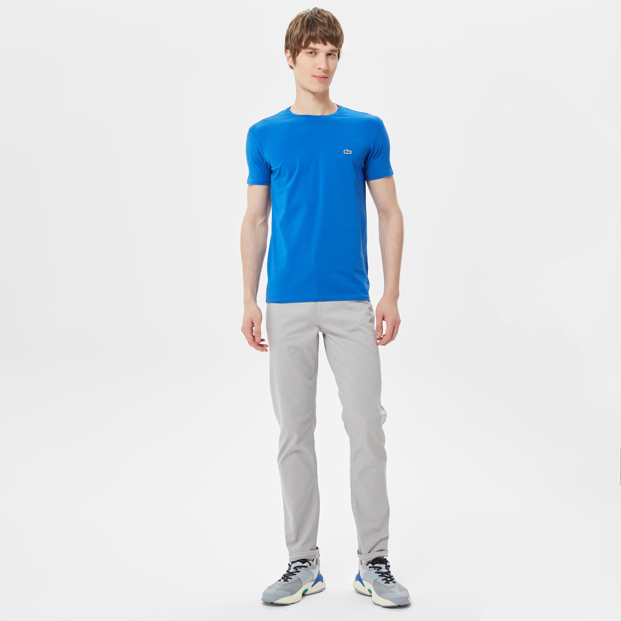 Lacoste Erkek Slim Fit Bisiklet Yaka Mavi T-Shirt. 4