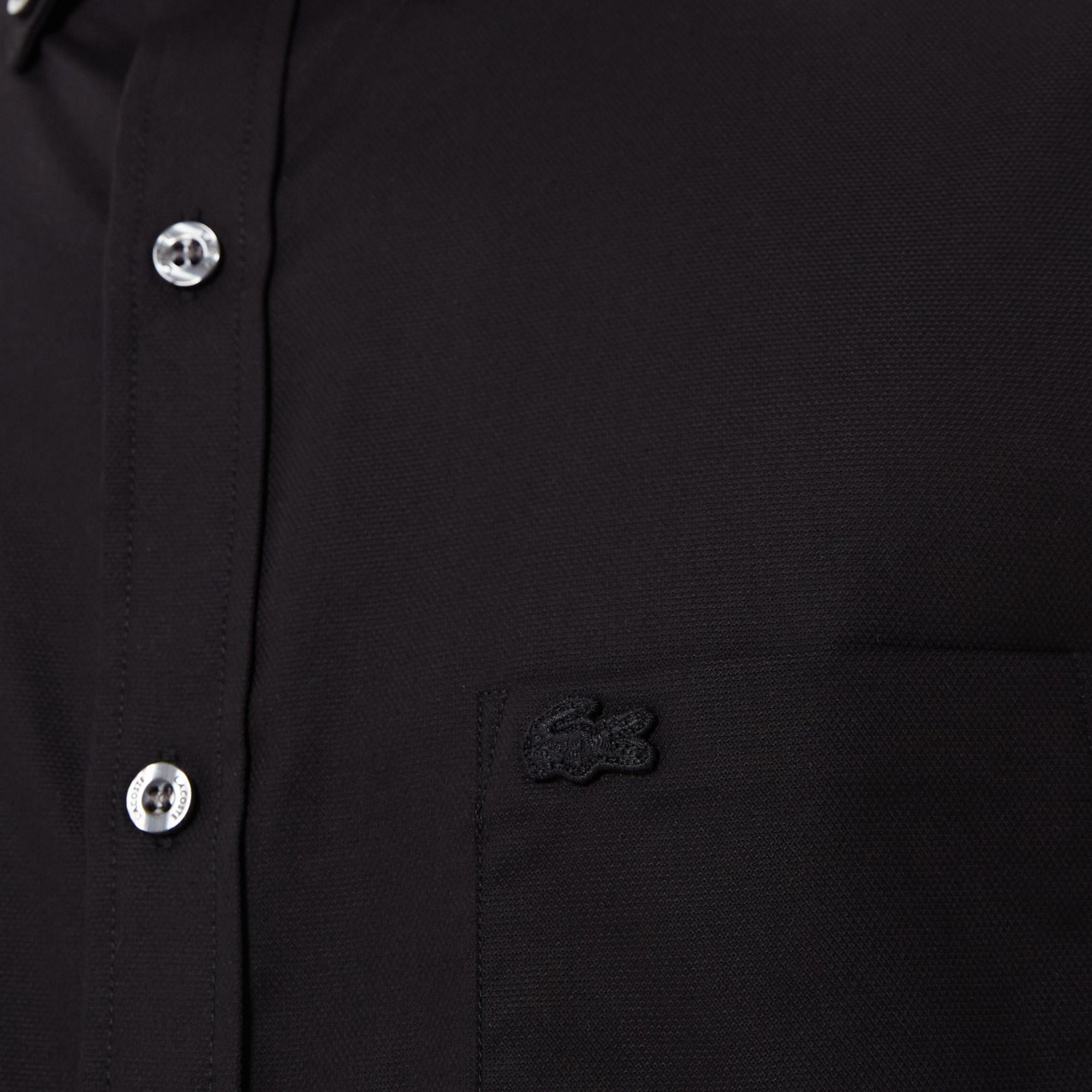 Lacoste Erkek Regular Fit Düğmeli Yaka Siyah Gömlek. 6